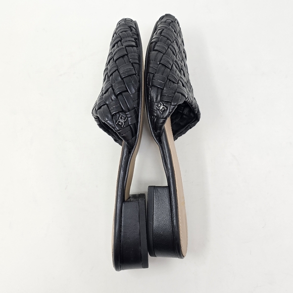 NWOT Sam Edelman Page Mule Woven Leather Almond Toe 6.5 Black - Picture 4 of 10